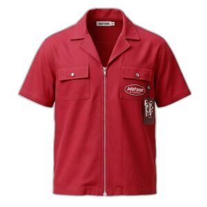 Watson Studios Digital Evolution Zip Work Shirt Red M NWT Rhinestone Graphic